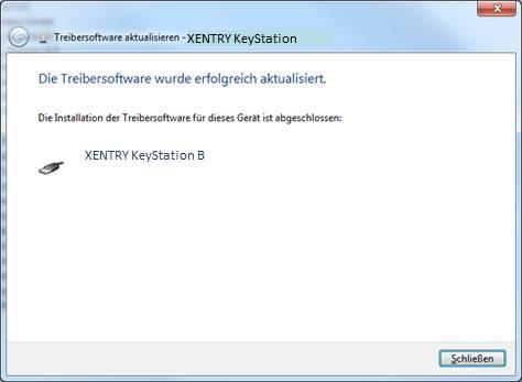 Til slutt velger du "Lukk"-knappen. Fullføring av installasjonen Dette avslutter installasjonen av driveren Etter vellykket installasjon er XENTRY KeyStation klar til bruk.
