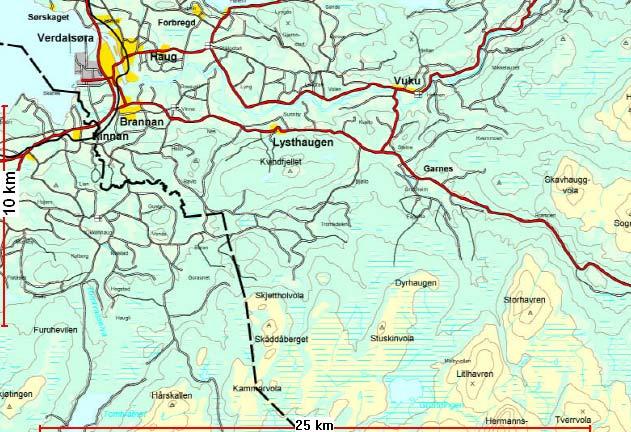 3. Beskrivelse av planområdet Tromsdalen ligger sør i Verdal kommune ved grensen til nabokommunen Levanger. Tromsdalen er et sidedalføre til Inndalen og ligger ca. 15 km. Fra Verdal sentrum.