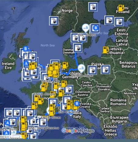 LNG Blue Corridors et EU prosjekt for LNG stasjoner (2013-2018) Mer enn 19 millioner kilometer kjørt hittil 150 LNG trucks, 43 flåteoperatører