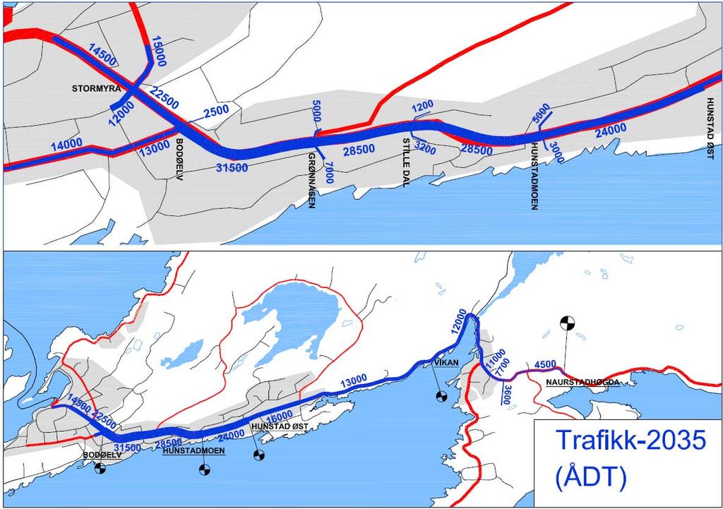 På Tverlandet er det tatt med som en forutsetning at rv. 17 legges om siden prosjektet er vedtatt startet opp i 2007. Fig.