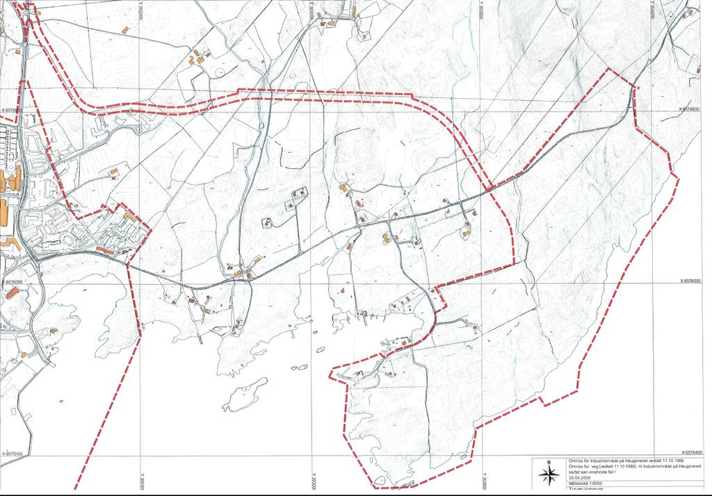Figur 1-2 Reguleringsplan for Haugsneset industriområde (29.9.1988), med adkomstvei (19.10.