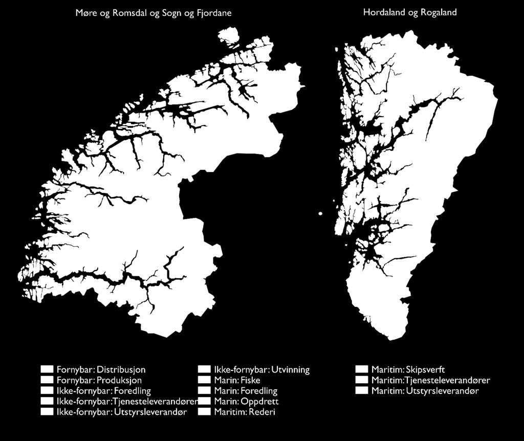 Figur 2.2 Største undergruppe per kommune per fylke 2015. Grå kommuner er ikke definert med et styrkepunkt.