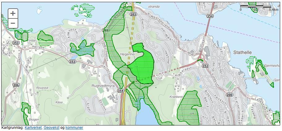 Kommuneplanens arealdel Konsekvensutredning 123 Påvirkning/bruk/trusler: Det går stier gjennom området og området er nær bebyggelse, men dette er av liten negativ betydning.