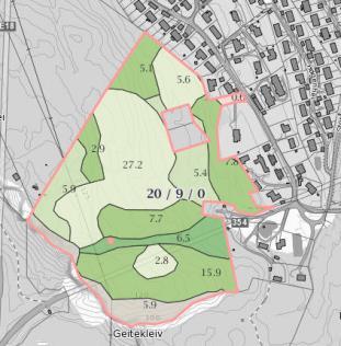 Kommuneplanens arealdel Konsekvensutredning 37 30 Krabberødåsen GNR/BNR 20/9, 22/71 KARTUTSNITT Dagens formål Foreslått formål Arealstørrelse Forslagsstiller Båndlagt område Bolig 23,1 daa Tore