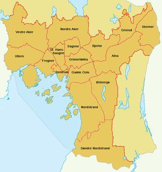 Dagens situasjon Grünerløkka og Frogner har flest innbyggere: 57000. Grorud 27000, Bjerke 31000, Ullern og Stovner 32000 er de fire minste. 9 bydelsutvalgsledere fra AP 6 fra Høyre.