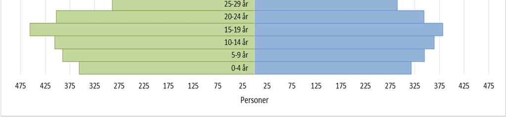 aldersgruppa 20-39 år på ca. 6 % og det er auken i aldersgruppa +70 år på ca. 88 % (Fig. 2.11).