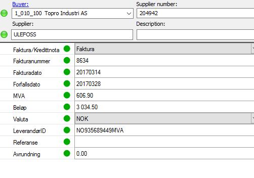 Kostnadsbesparelse Innregistrering av faktura: 1. Skanning av fysisk faktura: Readsoft 20