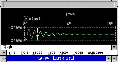 5. Start av simulering i PSpice. Når kretsen er tegnet og simulatoren er satt opp riktig, startes selve simuleringen ved menyvalget Analysis/simulate.