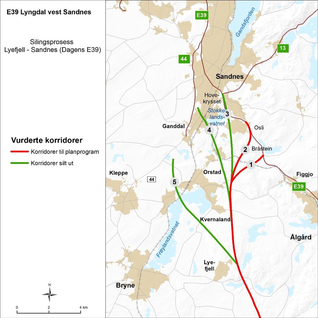 6.5.2 Siling Det kom fram totalt 25 ideer til hvor endepunktet for ytre linje i Sandnes kommune kan lokaliseres, og for noen av disse ble det også sett på kryssløsninger.