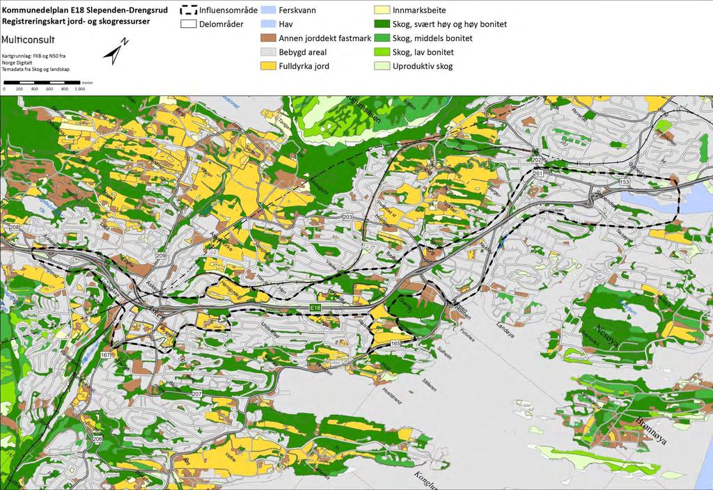 Kommunedelplan E 18 Slependen-Drengsrud Temarapport naturressurser