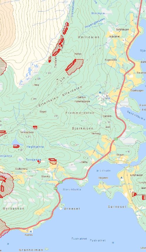 Aktsomhetskart Snøskred Åkvik - Mjåvatn Tegnforklaring Utløsningsområde Utløpsområde Bakgrunn basiskart NVE Norges vassdrags- og energidirektorat Kartbakgrunn: Statens kartverk