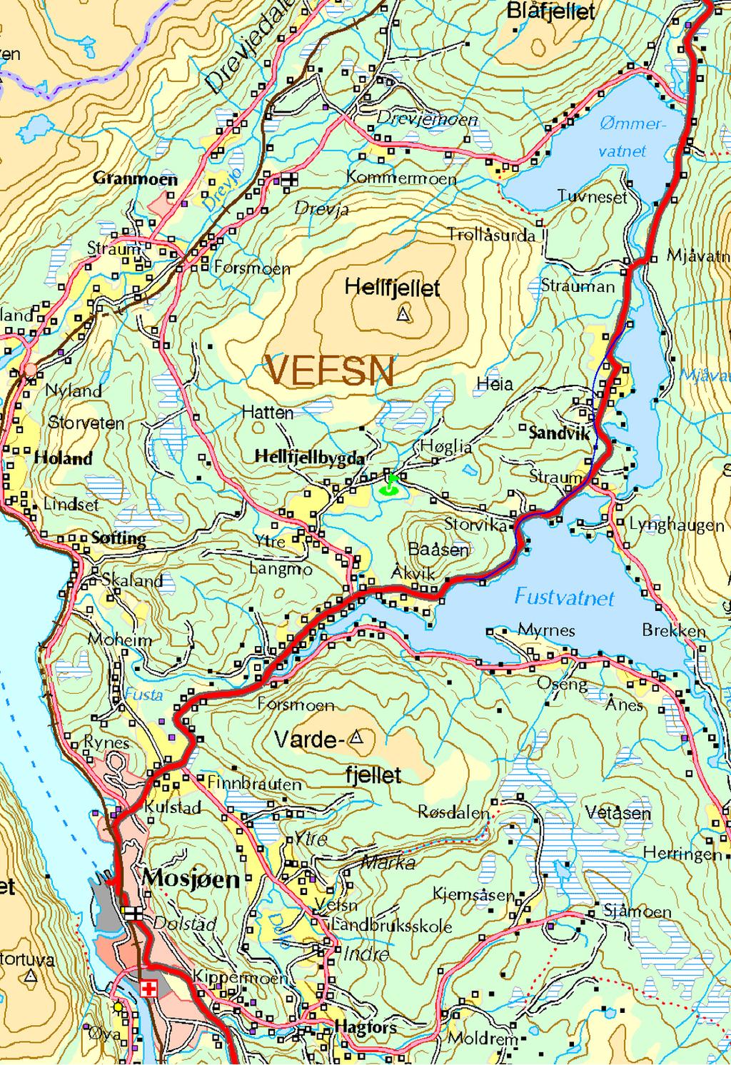 Planlagt veglinje Mjåvatn Åkvik E6 Åkvik -