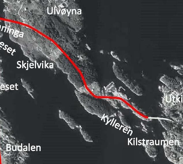 Hovedtrekk i planløysing Delstrekning Kilstraumen - Renningen Tosidig fortau frå kryss Kilstraumen