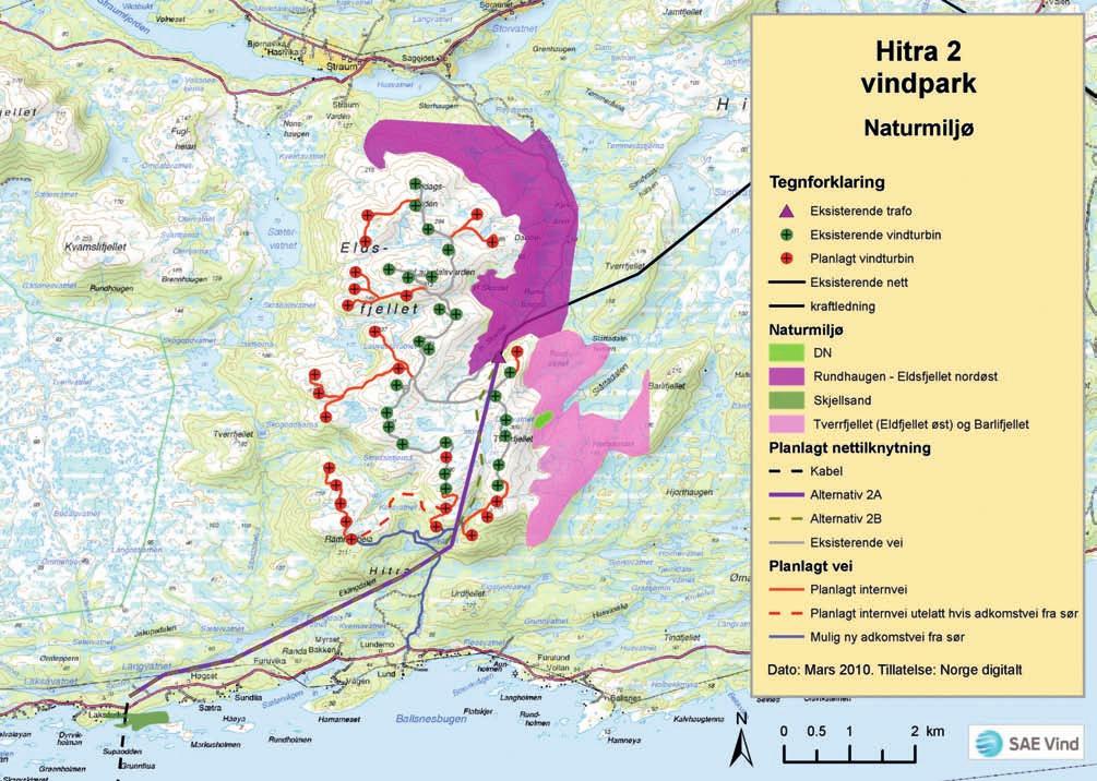 S AMMEn DRAg AV E tterundersøkelser og konsek VEn S utredn I nger figur 7.2 temakart naturmiljø; registrerte naturtyper 0 fra 2009. Dette betyr et gjennomsnitt på ca. 0,06 døde havørner/turbin/år.