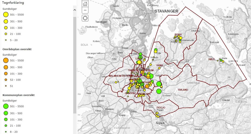 ALTERNATIVSVURDERINGER Konsekvenser av ulike utbyggingsretninger Siden man forventer befolkningsvekst de neste årene, følger det logisk at bilførerandelen i Sandnes må reduseres for å strekke seg mot