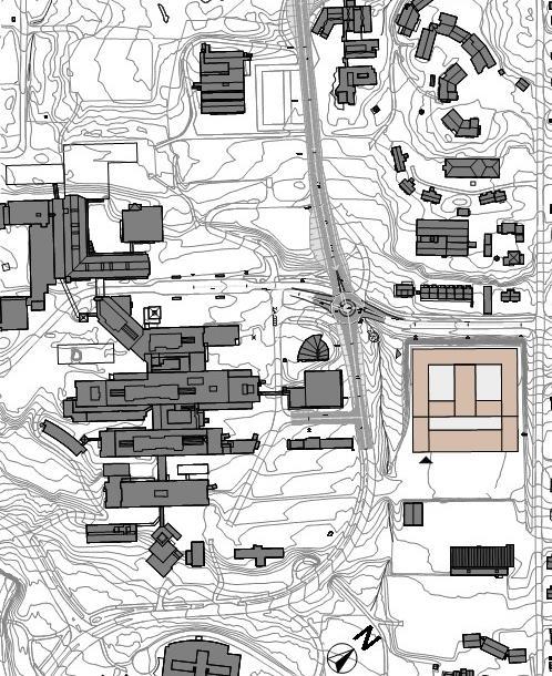 Alternativ 3 a: Breivika Gimleveien 2 øvre del (B2-a) Mulig tomteareal: Areal ca. 42 m2 mellom Sykehusvegen og Gimlevegen, på nordsiden av sykehuset.