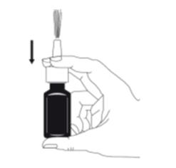 Figur 2 6. Hvis nesesprayen ikke har vært brukt de siste 7 dager, må du klargjøre den på nytt ved å trykke pumpen ned og deretter slippe. Bruk av sprayen 1. Rist flasken forsiktig i ca.