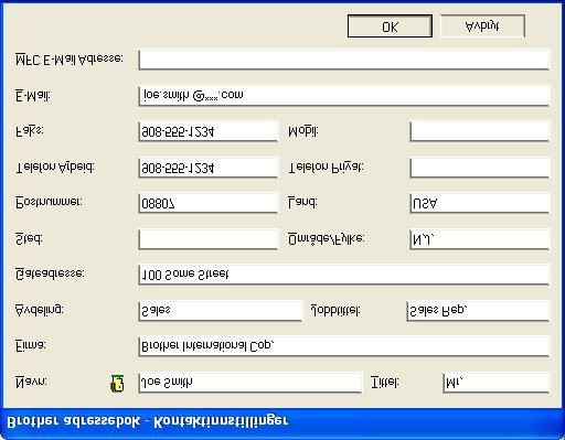 Legge til et medlem i adresseboken I dialogboksen Brother Adressebok kan du legge til, redigere og slette lagret informasjon for medlemmer og grupper.