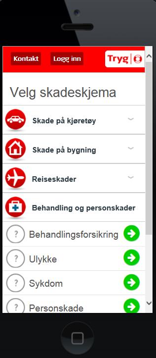 Behandlingsskader og reiseskader på WEB Med skadeskjema på web kan våre kunder nå enkelt registrere sine behandlingsskader og reiseskader: Enkel registrering når det passer for kunden Henvisninger