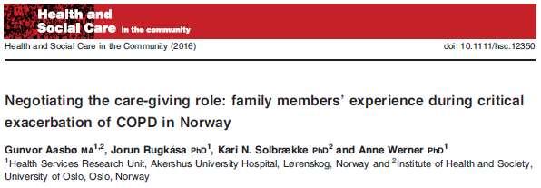 Artikkel 2 Pårørendes forhandlinger om involvering og ansvar gjennom akutt forverring av KOLS.