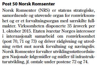 Regjeringen har budsjettert årlig med om lag én milliard kroner i bidrag til romvirksomheten.