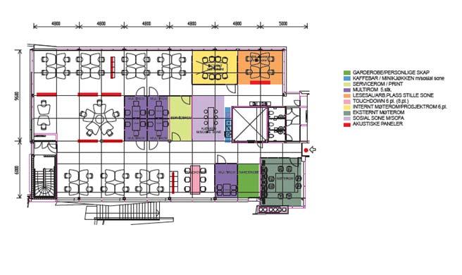 4.6.1 Planløsning Denne sonen har 40 brukere og 37 arbeidsplasser.