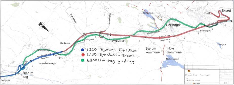 E16 Bjørum - Skaret Entrepriseinndeling E100 Bjørkåsen Skaret (inkl.