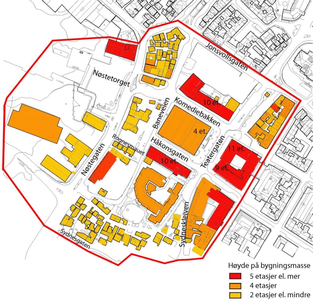 Utenfor planområdet er bebyggelsen i området sterkt varierende i alder og utforming.