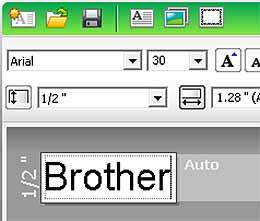 Slik brukes P-touch Editor Lite LAN Start P-touch Editor Lite LAN. 1 2 Skriv inn etikettekst i P-touch Editor Lite LAN. Klikk for eksempel på oppsettområdet og skriv inn "Brother".