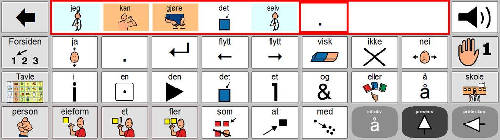 Læringsmål Tar imot veiledning når den voksne modellerer Viser forståelse Prøver og bruker siden Utvikler setninger fra ett til flere ord/symboler Bruker linkene til andre sider Kommunikasjonsbok