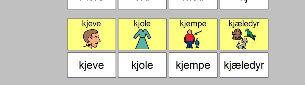 Sidene med ord som skrives med kj Rekkefølgen på innlæringen av de forskjellige lydene kan velges