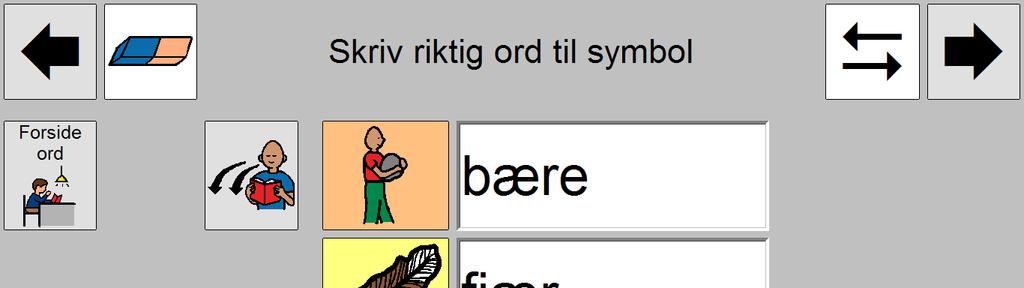 Vi ser om eleven leser ordene og forstår oppgaven.