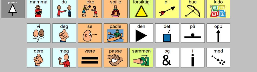 Når eleven har lært bokstavene fram til a, er det etter hvert mange ord og symboler å velge mellom.