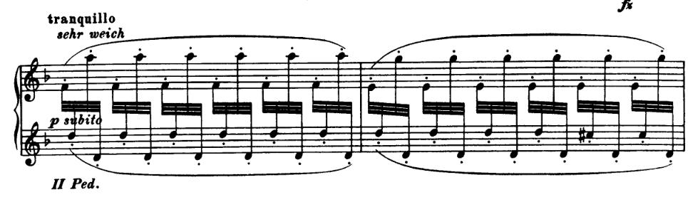 crescendo gjennom variasjonen som endar med fortissimo og dobling i venstre hand og ein non dim. før neste variasjon byrjar i subito piano.