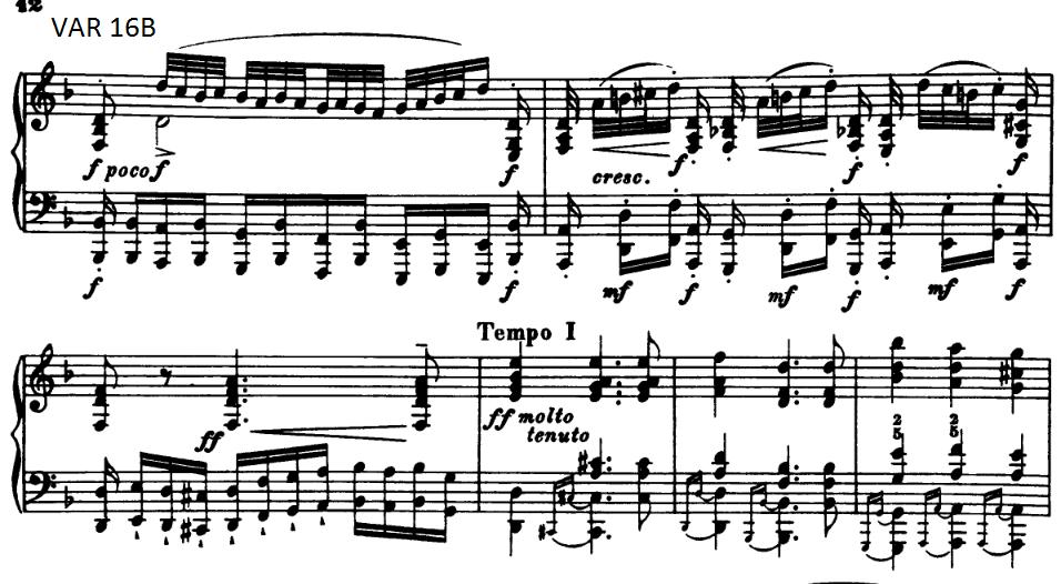 Som vi ser her i eks. 29, bruker Busoni større akkordar i opninga. For å få til dette bryter han bassakkordane.