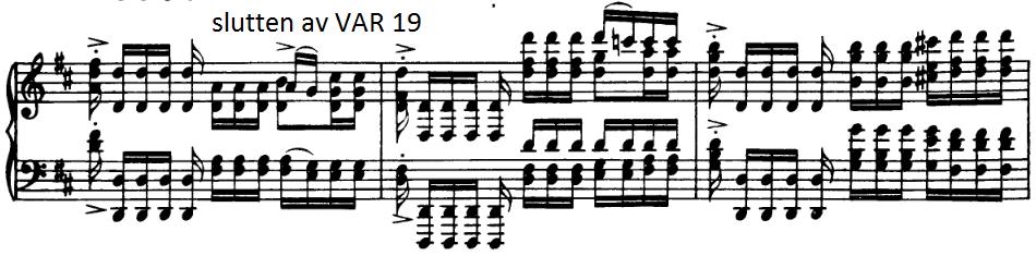 Denne variasjonen er ikkje så ulik hjå Bach og Busoni, teksturen er tjukkare hjå Busoni, men Bach bruker også mykje akkordar mot slutten av variasjonen, der det vert strekt mest og det når klimakset