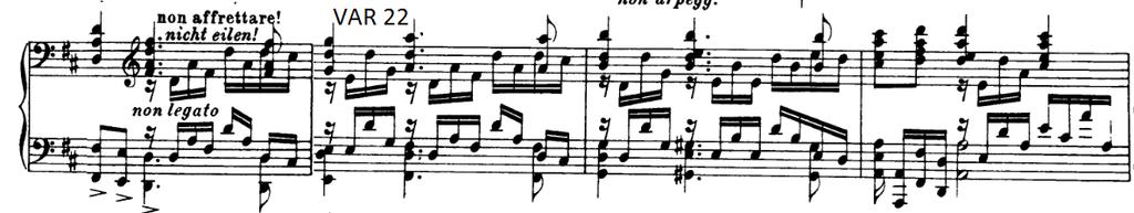 nedover igjen. Store akkordar; treklangar hjå Bach og tre- eller fireklangar i begge hender hjå Busoni, samt den lange oppbygginga gjer at dette klimakset vert svært mektig.