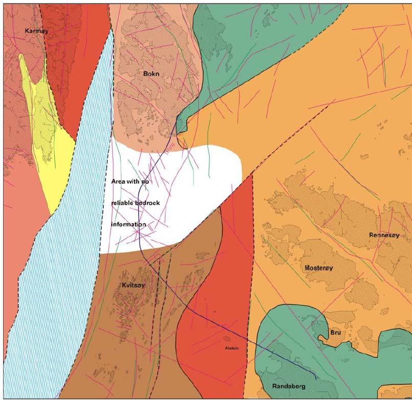 Side: 17 Figur 4. Forenklet berggrunnskart/ tektonisk kart etter ny tolkning.