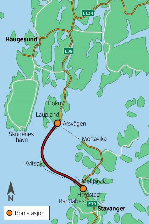 2 Prop. 105 S 2016 2017 løysing for kryssing av Boknafjorden og Kvitsøyfjorden. På grunnlag av godkjent KU blei det utarbeidd ein fylkesdelplan for prosjektet.