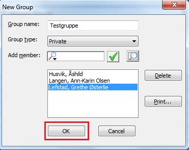 Trykk så på OK når du har søkt opp alle personene du vil ha med i