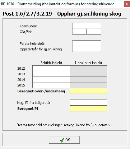 Merk at første hele eierår alltid er eierår nr 2 (selv om kjøpet fant sted 1.1). Kalkulator er avhengig av riktige opplysninger vedr.