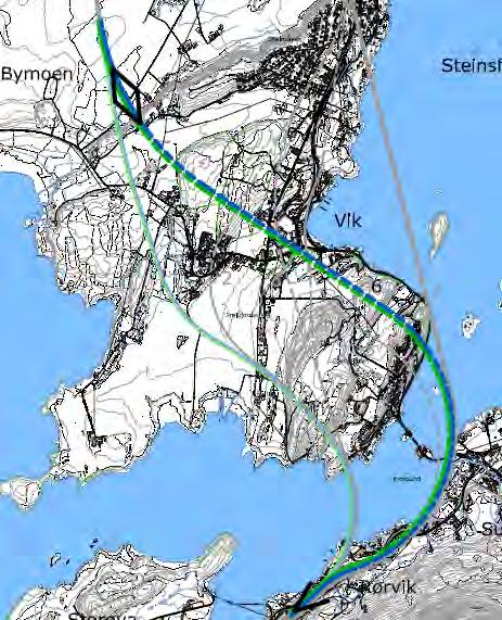 Blå og grønn korridor Rørvik Bymoen Alternativ 6 Halvt kryss i Rørvik Tunnel under