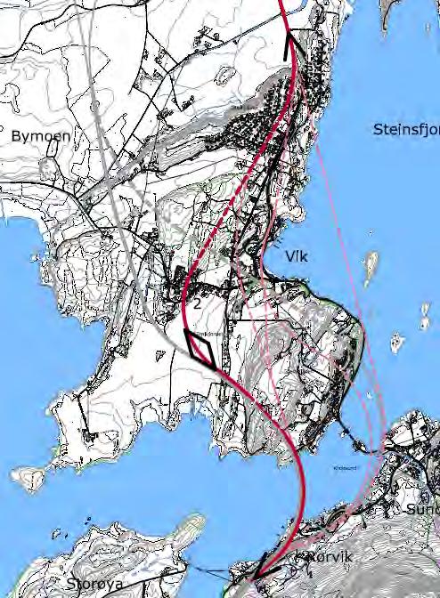 Rød korridor Rørvik Stein Alternativ 2 Halvt kryss i Rørvik Brokryssing av Kroksund Tunnel gjennom Fekjær-