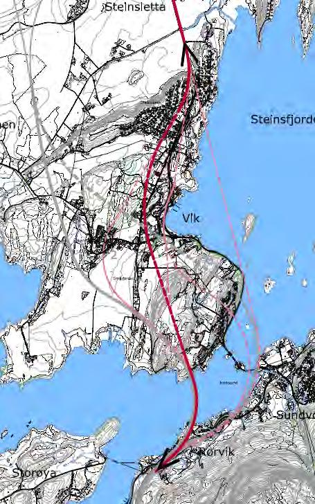 Rød korridor Rørvik Stein Alternativ 3 Halvt kryss i Rørvik Brokryssing av Kroksund Tunnel gjennom
