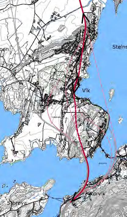 Rød korridor Rørvik Stein Alternativ 4 Halvt kryss i Rørvik Brokryssing av Kroksund Tunnel gjennom Fekjær-