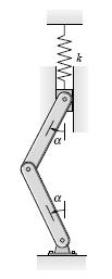 Eksempel 6.2: Mekanisme med staver iguren viser to identiske staver som har lengde L og masse m. jæren har stivhet k, og denne er ubelastet når = 0. Sett mg = kl.