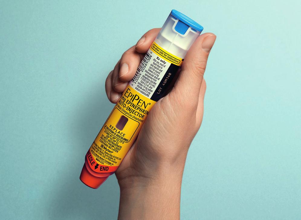 Inspeksjonsvindu som viser misfarget oppløsning. Hvis dette vises, må du bytte autoinjektor. Spørsmål: Hvordan vet jeg at EpiPen har virket og at jeg har fått den mengden adrenalin som jeg trenger?