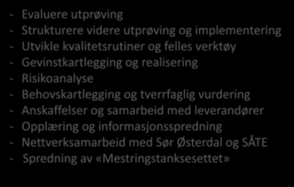 Behovskartlegging og tverrfaglig vurdering - Anskaffelser og samarbeid med leverandører - Opplæring