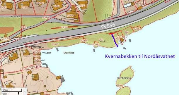 VANNFOREKOMSTER I BERGEN 2) Kvernabekken til Nordåsvatnet Kvernabekken synfart 23. november 2015 av Lene Rabben (Statens Vegvesen) og Geir Helge Johnsen.