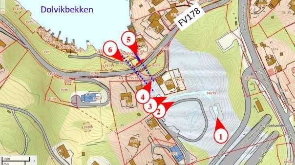 7) Dolvikbekken Dolvikbekken ble synfart 23. november 2015 av Lene Rabben (Statens Vegvesen) og Geir Helge Johnsen. Strekningen fra sjøen og opp mot Ytrebygdsveien FV557 ble synfart.
